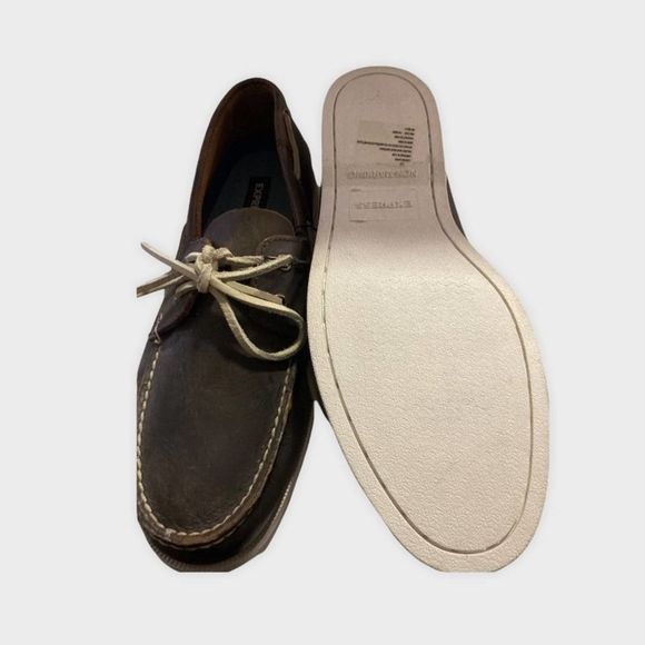 NWT Express Men's Brown Leather Moccasin Loafers - Picture 3 of 5